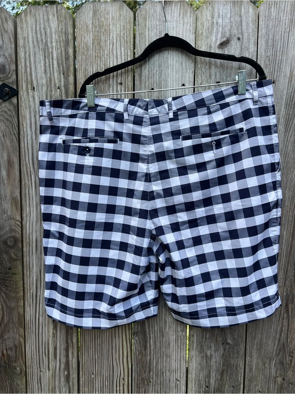 LACOSTE SPORT Golf Shorts Navy Blue White Gingham Check Stretch Plaid Mens 40